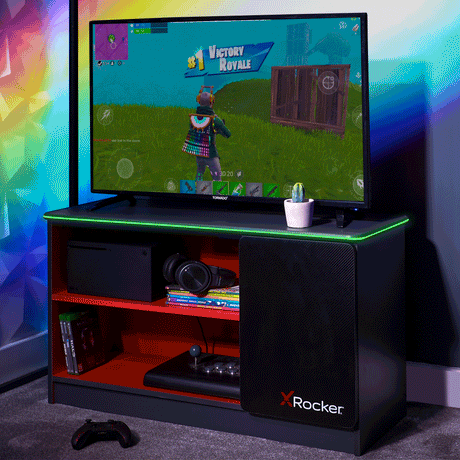 Carbon-Tek TV Stand with LED, Gray/Red - X Rocker
