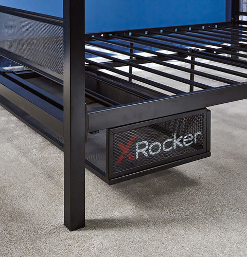 Basecamp LED Gaming Bed with XL TV Mount, Black, Full - X Rocker