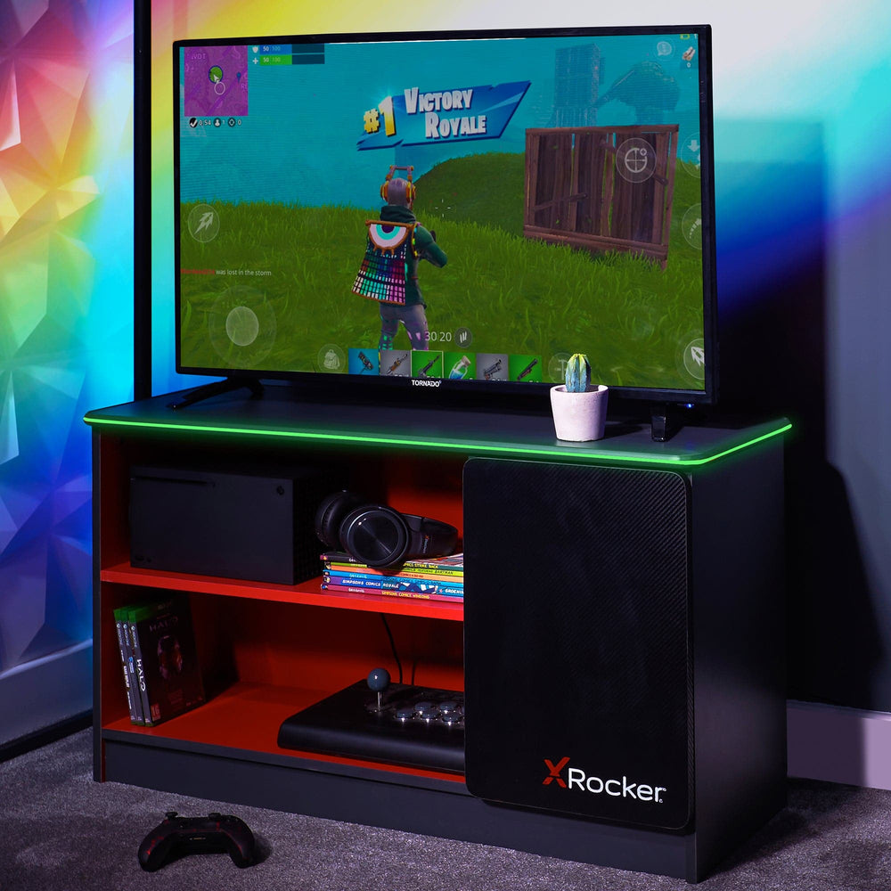 Carbon-Tek TV Stand with LED, Gray/Red - X Rocker