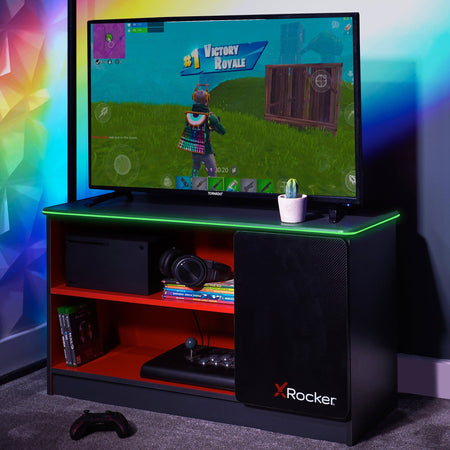 Carbon-Tek TV Stand with LED, Gray/Red - X Rocker