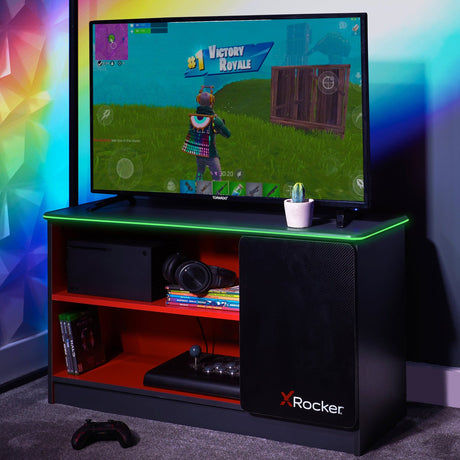 Carbon-Tek TV Stand with LED, Gray/Red - X Rocker