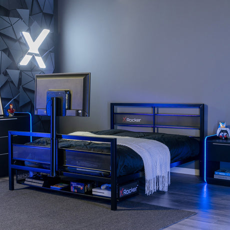 Basecamp Gaming Bed with TV Mount, Black, Full