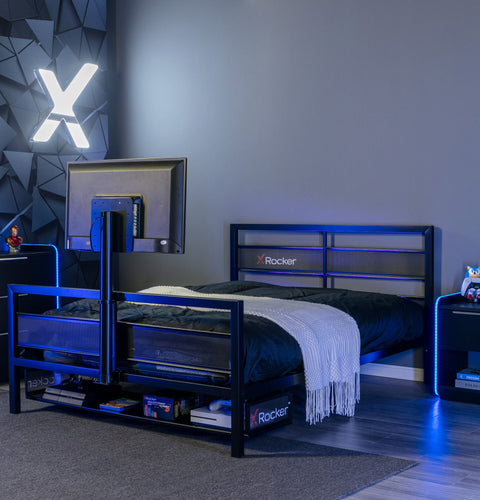 Basecamp Gaming Bed with TV Mount, Black, Full