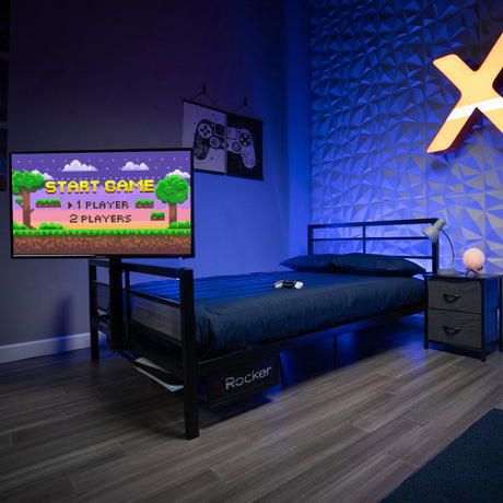 Basecamp Gaming Bed with TV Mount, Black, Full