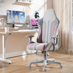 Silla para juegos de PC Mysa, color rosa y base gris