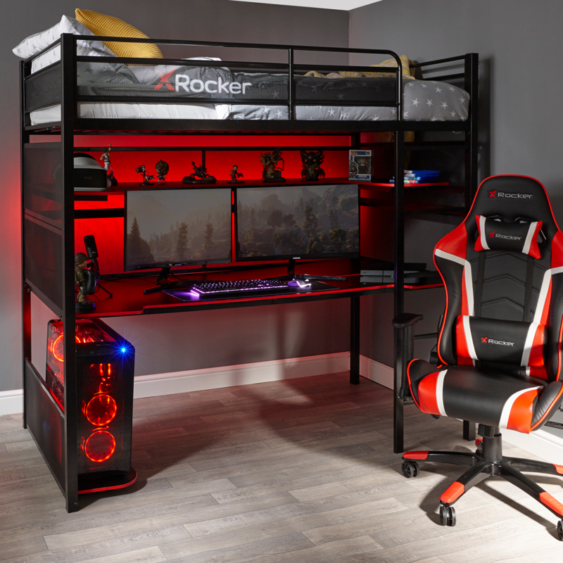 BattleBunk Gaming Bunk Bed with Desk, Black - X Rocker