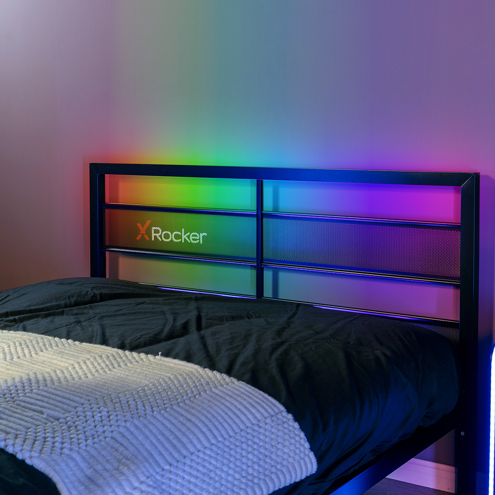Basecamp LED Gaming Bed with XL TV Mount, Black, Full - X Rocker
