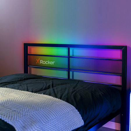 Basecamp LED Gaming Bed with XL TV Mount, Black, Full - X Rocker