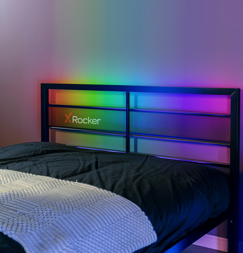 Basecamp LED Gaming Bed with XL TV Mount, Black, Full - X Rocker